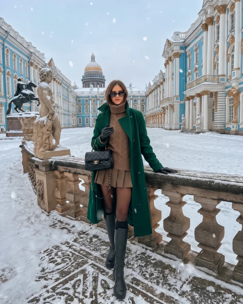 Burgundy Coat with Soft Gray Layers