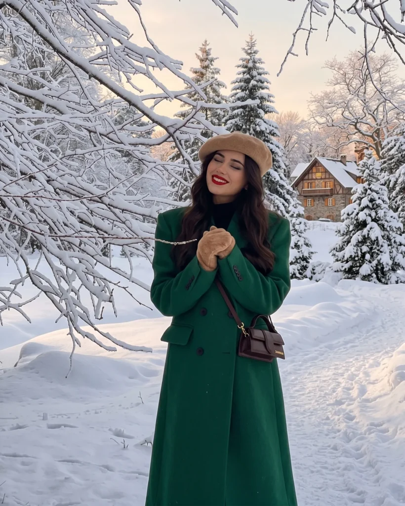 Elegant Red Coat with Classic Black Details
