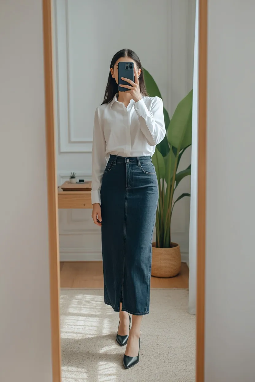 Denim Pencil Skirt