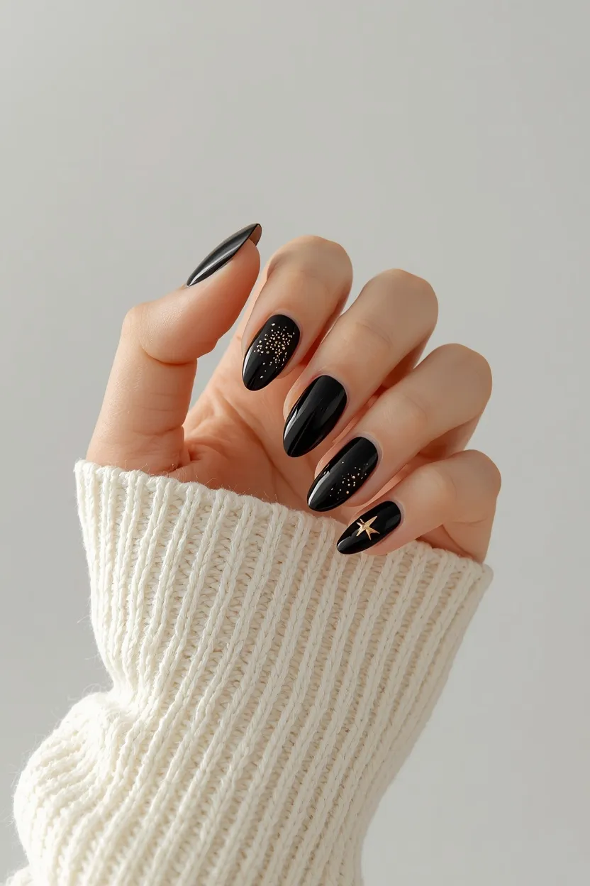 Dotted Gold Stars on Glossy Black