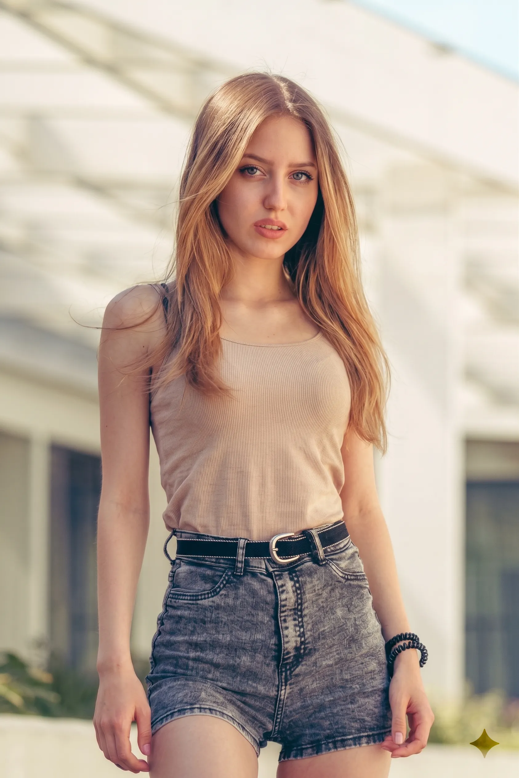 High-Waisted Denim Short