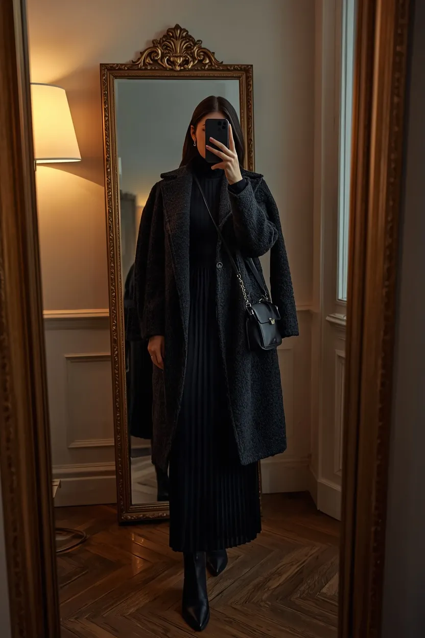 Long Black Knit Maxi Dress