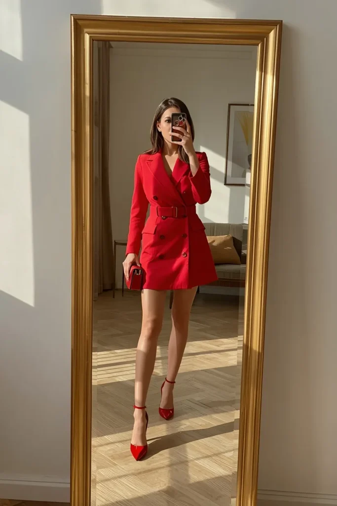 Monochromatic Scarlet Blazer Dress