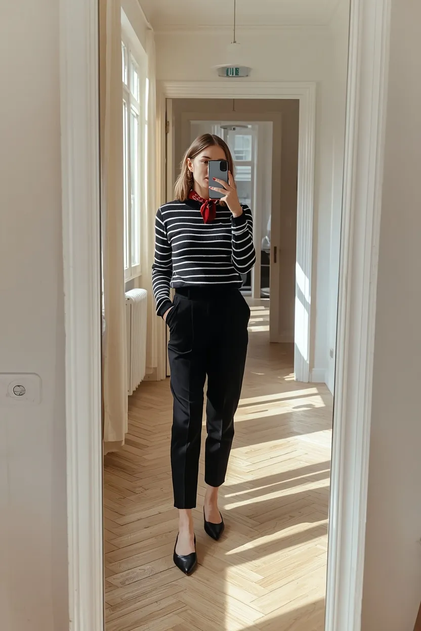 Parisian Mime with a Breton Stripe & Red Bandana