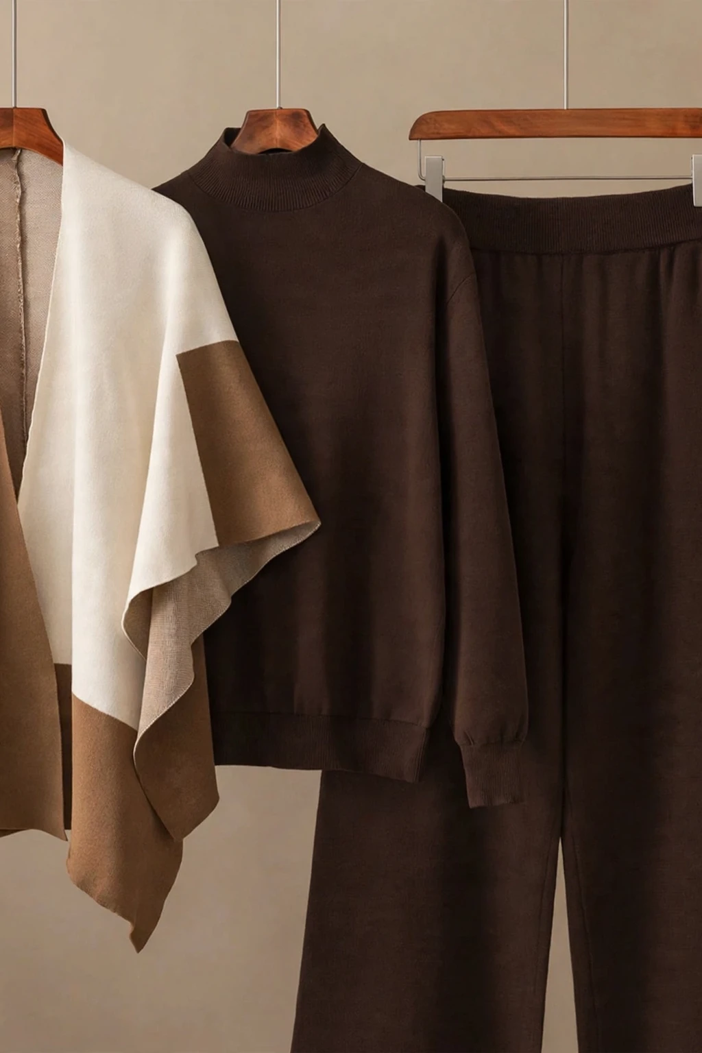 Black Knit Set + Color-Block Wrap